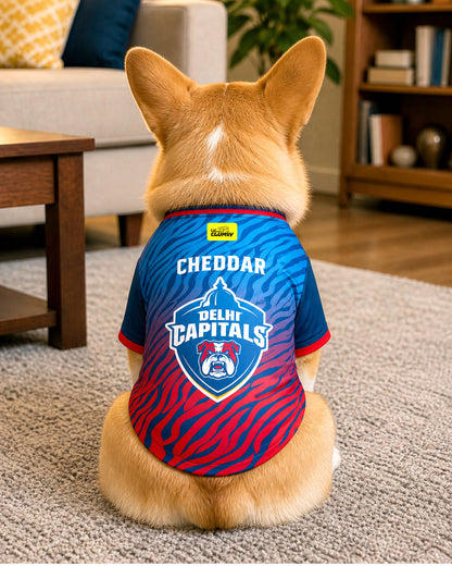 Delhi Capitails – Customised IPL Cricket Dog Jersey | Personalised Pet Name
