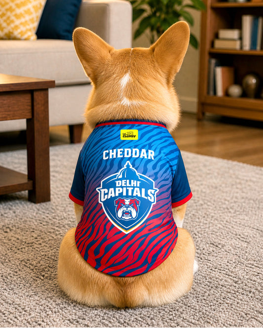 Delhi Capitails – Customised IPL Cricket Dog Jersey | Personalised Pet Name