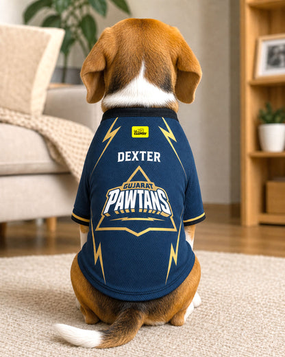 Gujarat Pawtans – Customised IPL Cricket Dog Jersey | Personalised Pet Name