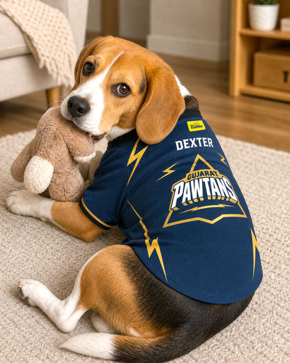 Gujarat Pawtans – Customised IPL Cricket Dog Jersey | Personalised Pet Name