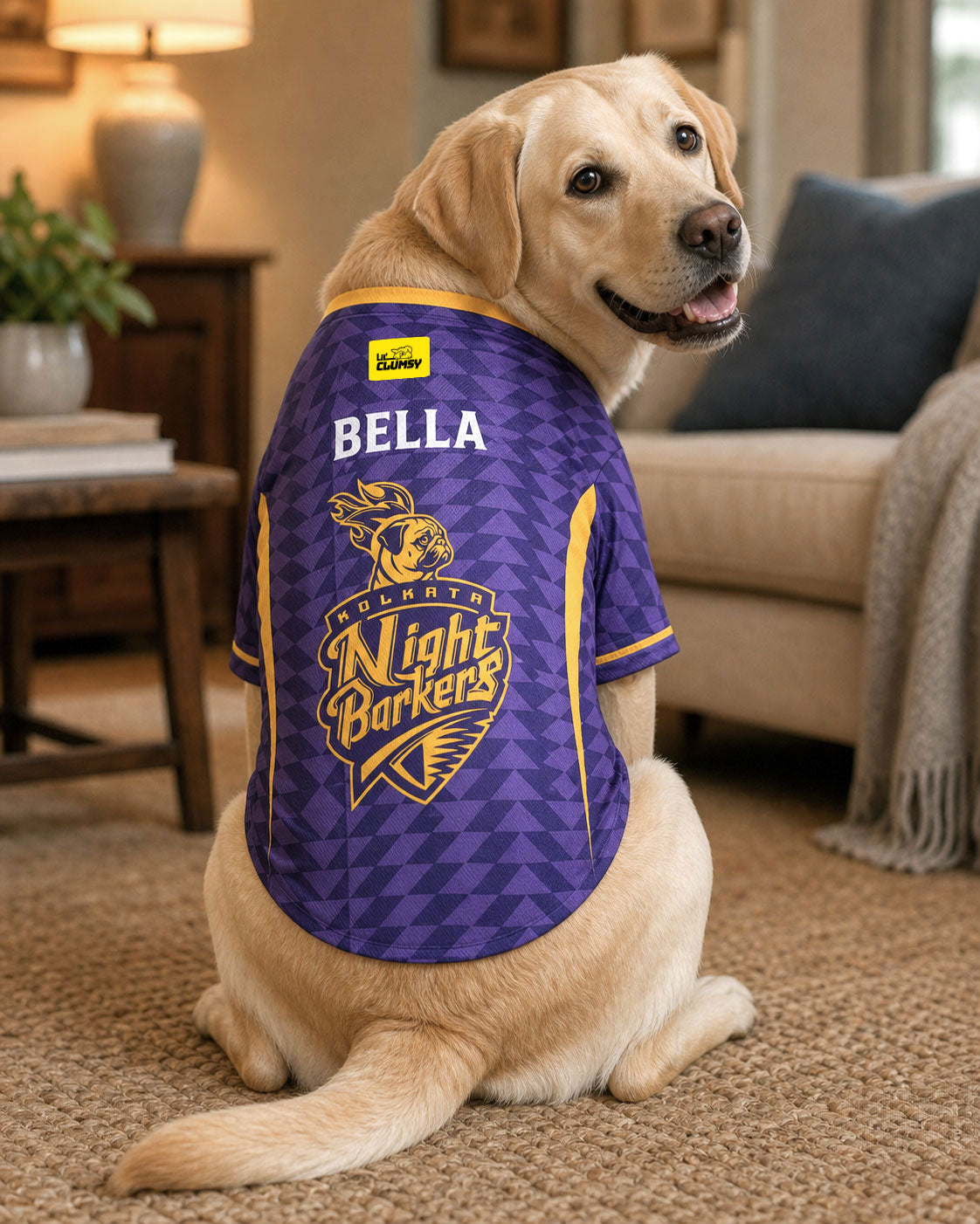 Kolkata Night Barkers – Customised IPL Cricket Dog Jersey | Personalised Pet Name