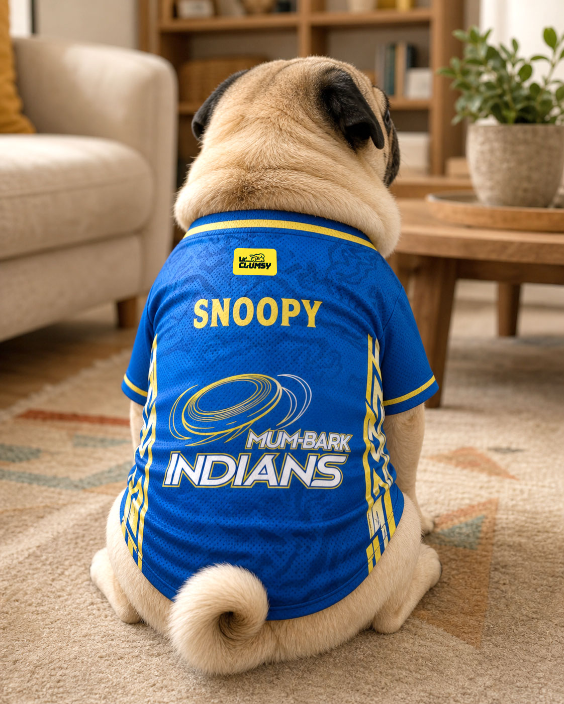 Mum-bark Indians – Customised IPL Cricket Dog Jersey | Personalised Pet Name