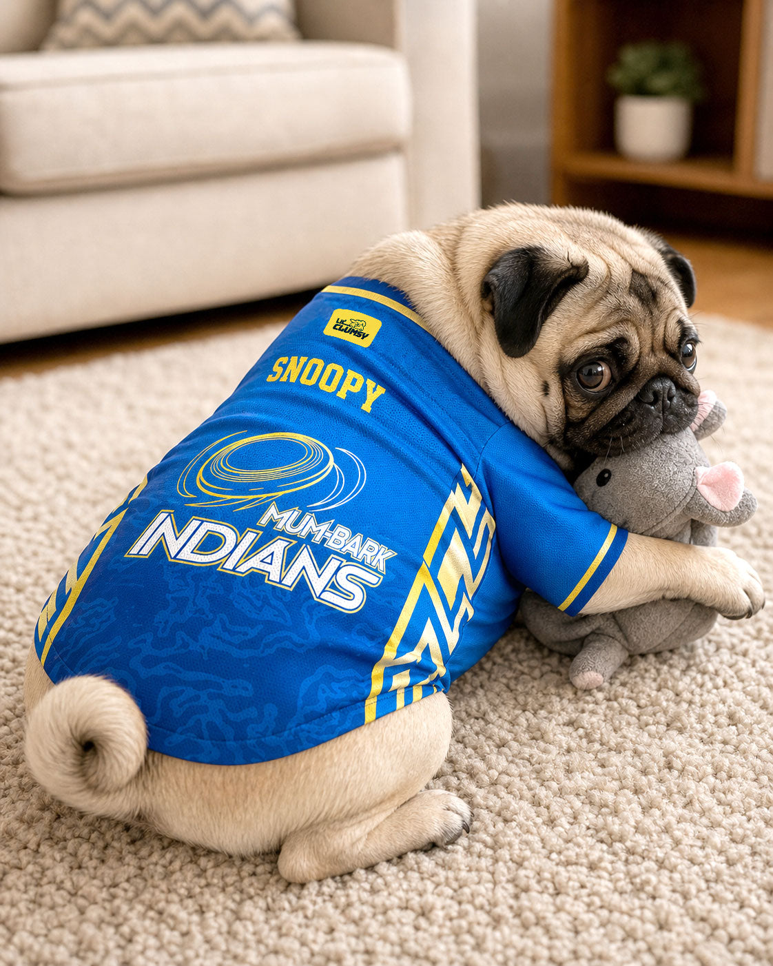 Mum-bark Indians – Customised IPL Cricket Dog Jersey | Personalised Pet Name