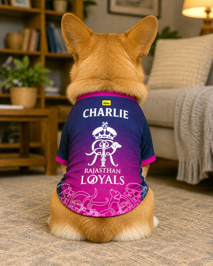 Rajasthan Loyals – Customised IPL Cricket Dog Jersey | Personalised Pet Name