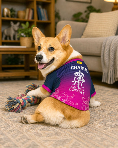 Rajasthan Loyals – Customised IPL Cricket Dog Jersey | Personalised Pet Name