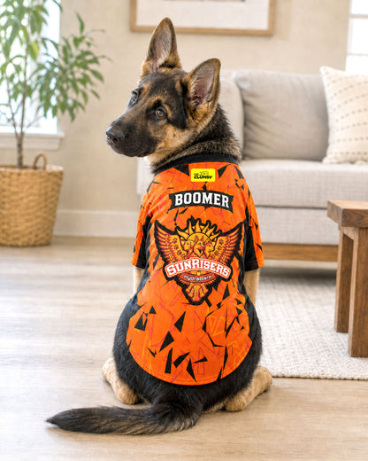Sunrisers Hydrabark – Customised IPL Cricket Dog Jersey | Personalised Pet Name